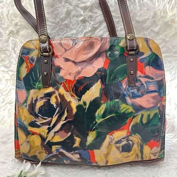 PATRICIA NASH Floral Printed Leather Rhinestone Lock Detail, Hinged Shoulder Bag - Picture 2 of 12